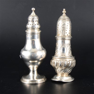 Lot 111 - A silver shaker, James Mince, London 1794, and one other.