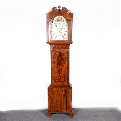 Lot 524 - A George III mahogany longcase clock, arched painted dial signed Barber, Nottingham