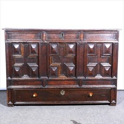 Lot 448 - Joined oak dower chest, basically late 17th Century.