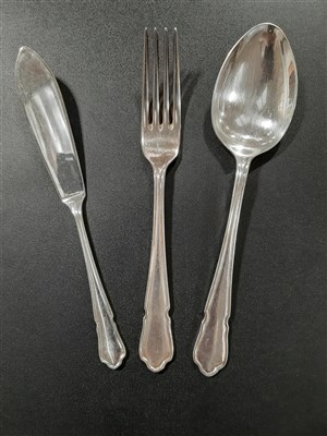 Lot 54 - A canteen of silver-plated cutlery by Hough Foulerton in the "Dubarry" design