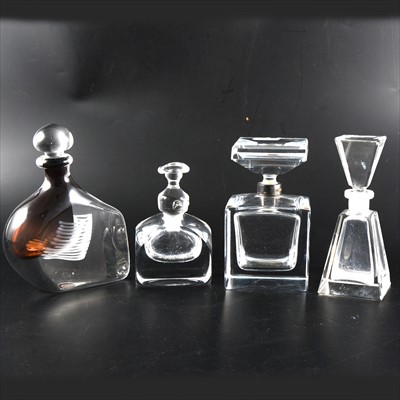 Lot 9 - Four contemporary glass perfume bottles, including one by Karlin Rushbrooke