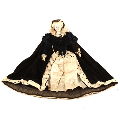 Lot 204 - A German Parian-type should head doll, dressed in original 'Mary Queen of Scots style outfit