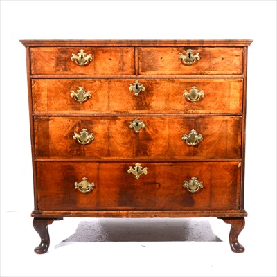 Lot 456 - A George II walnut chest of drawers, substantial alteration