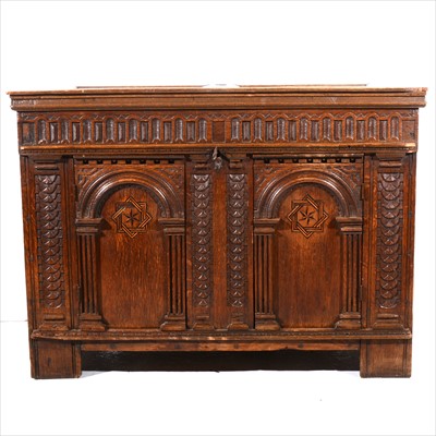 Lot 453 - A joined oak coffer; 18th Century and later