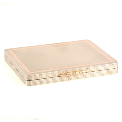 Lot 699 - An engine turned silver card case by Gowland Brothers.