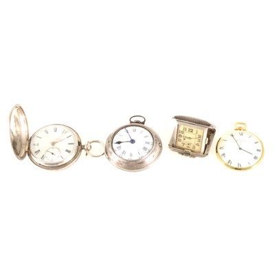 Lot 209 - A silver pair case pocket watch, full hunter, dress watch and folding watch