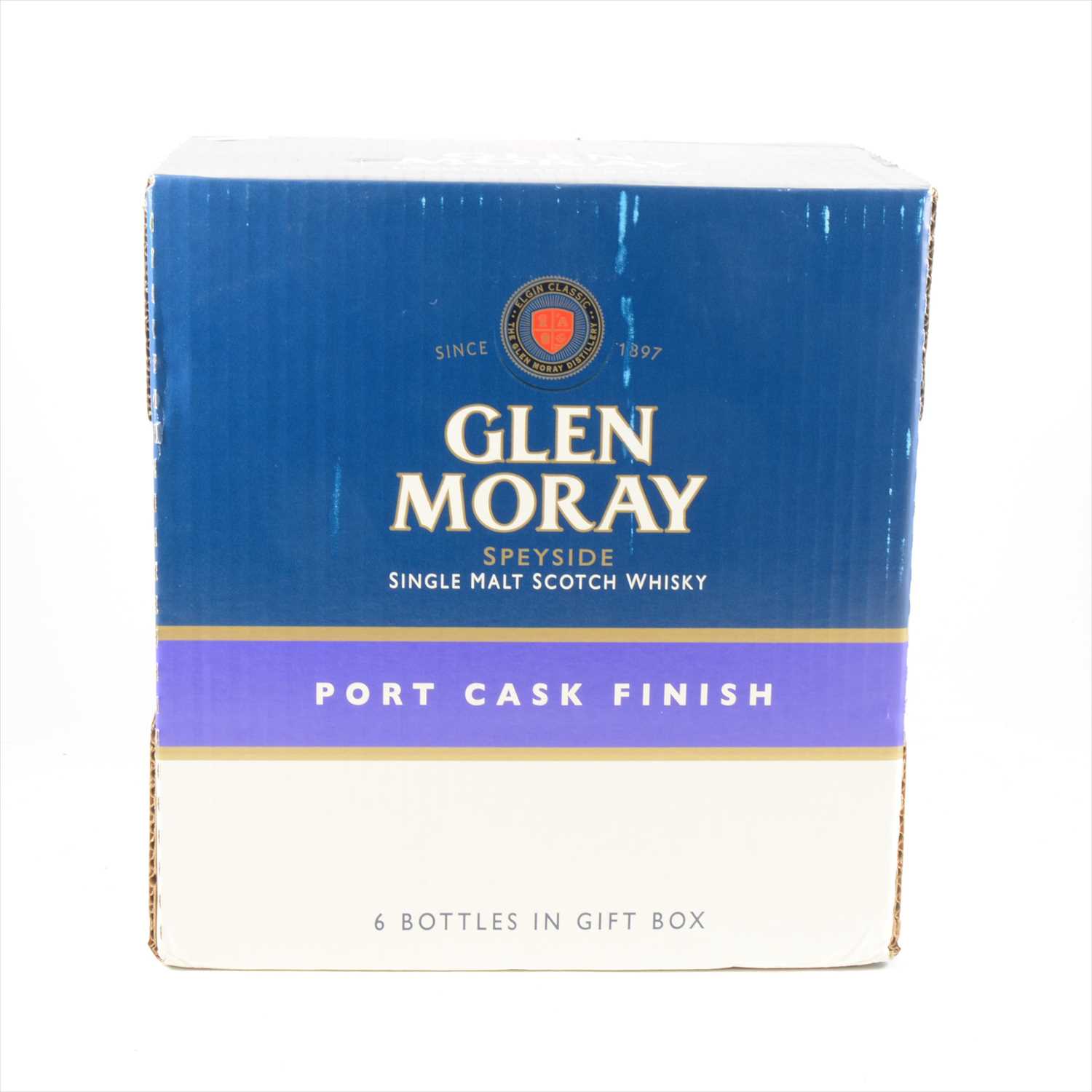 Lot 598 - GLEN MORAY - Classic, Port cask finish, Speyside single malt Scotch whisky, 6 bottles.