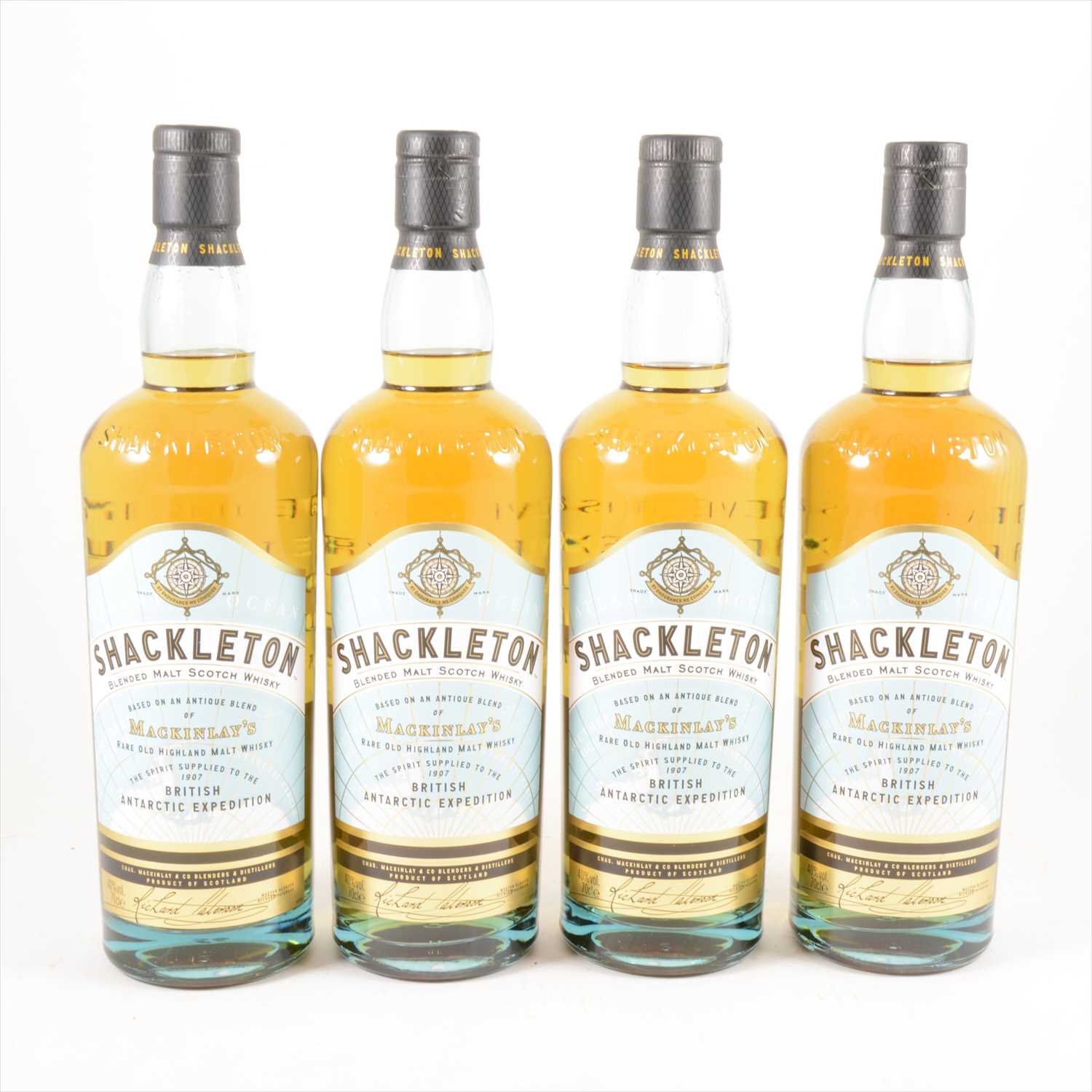Lot 599 - MACKINLAY'S SHACKLETON - blended malt Scotch whisky, four bottles.