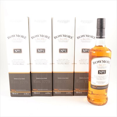 Lot 600 - BOWMORE - No. 1 - Islay single malt Scotch whisky, four bottles