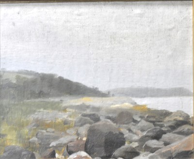 Lot 521 - Oil Sketch, oil sketch of a coastal scene.