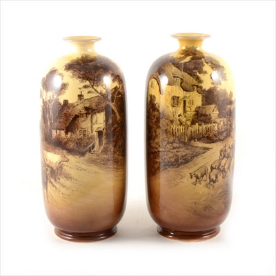 Lot 5 - A pair of Shelley pottery vases, Surrey scenery, ...
