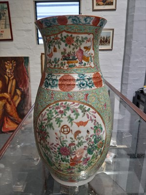 Lot 22 - A famille verte baluster vase 37cm.