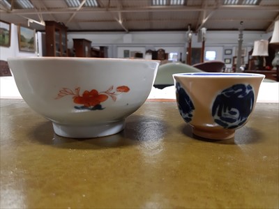 Lot 81 - Chinese bowl, tea bowl and brush pot.