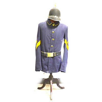 Lot 271 - USA 1881 pattern Quartermasters helmet, with associated later tunic and cloth title