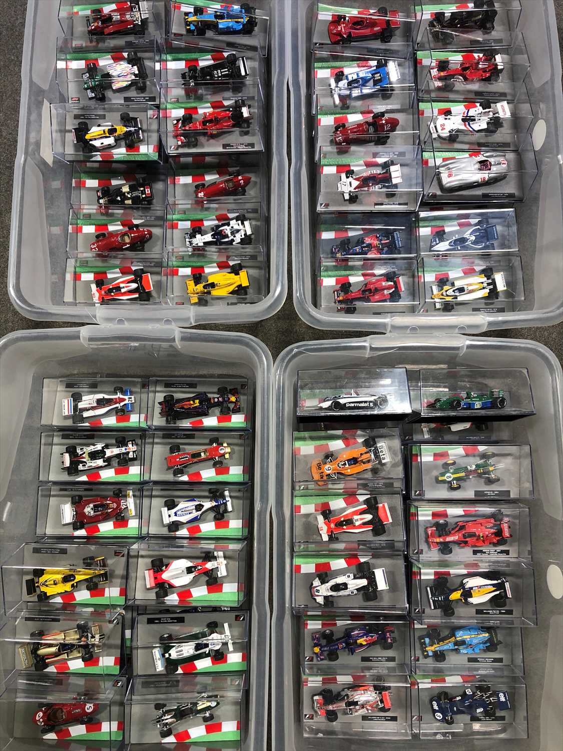 Lot 205 - Formula 1 The Car Collection of Seventy-Six 1:43 scale models; with four accompanying bound folders of magazines, all boxed.