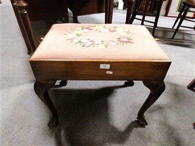 Lot 368 - A oak and stained beechwood dressing table stool, ...