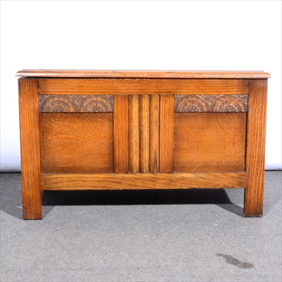 Lot 575 - A reproduction oak plywood coffer, ...