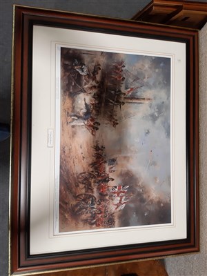 Lot 445 - A collection of Military prints, including a signed print, A Time for Heroes, etc.