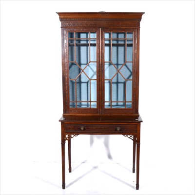 Lot 425 - An Edwardian mahogany and stained wood cabinet