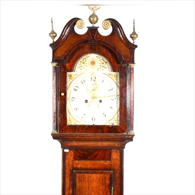 Lot 387 - An oak and mahogany longcase clock, probably 19th Century