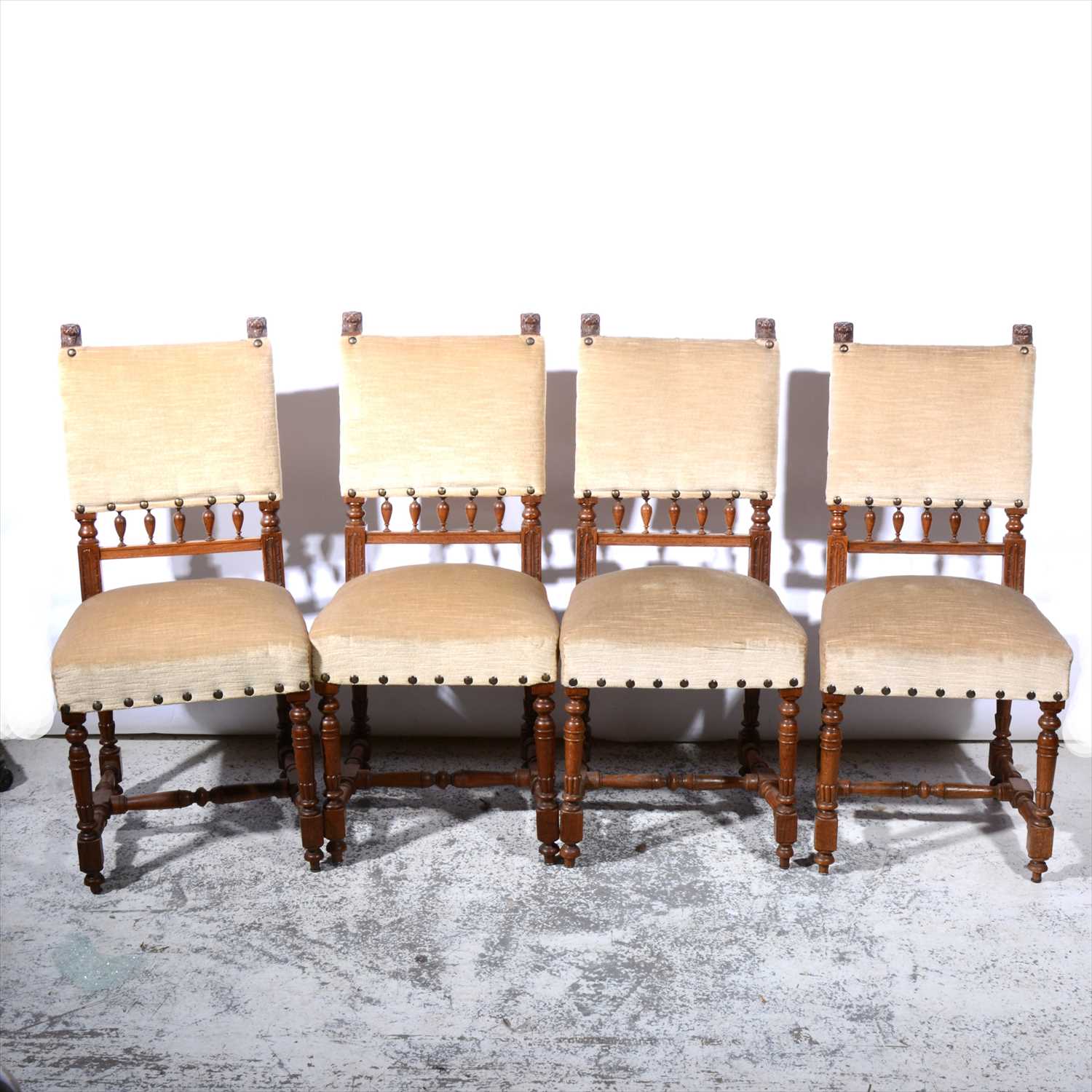 Lot 357 - A set of four Dutch oak dining chairs