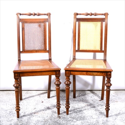 Lot 436 - A pair of Continental stained beechwood dining chair; and pair of French dining chairs