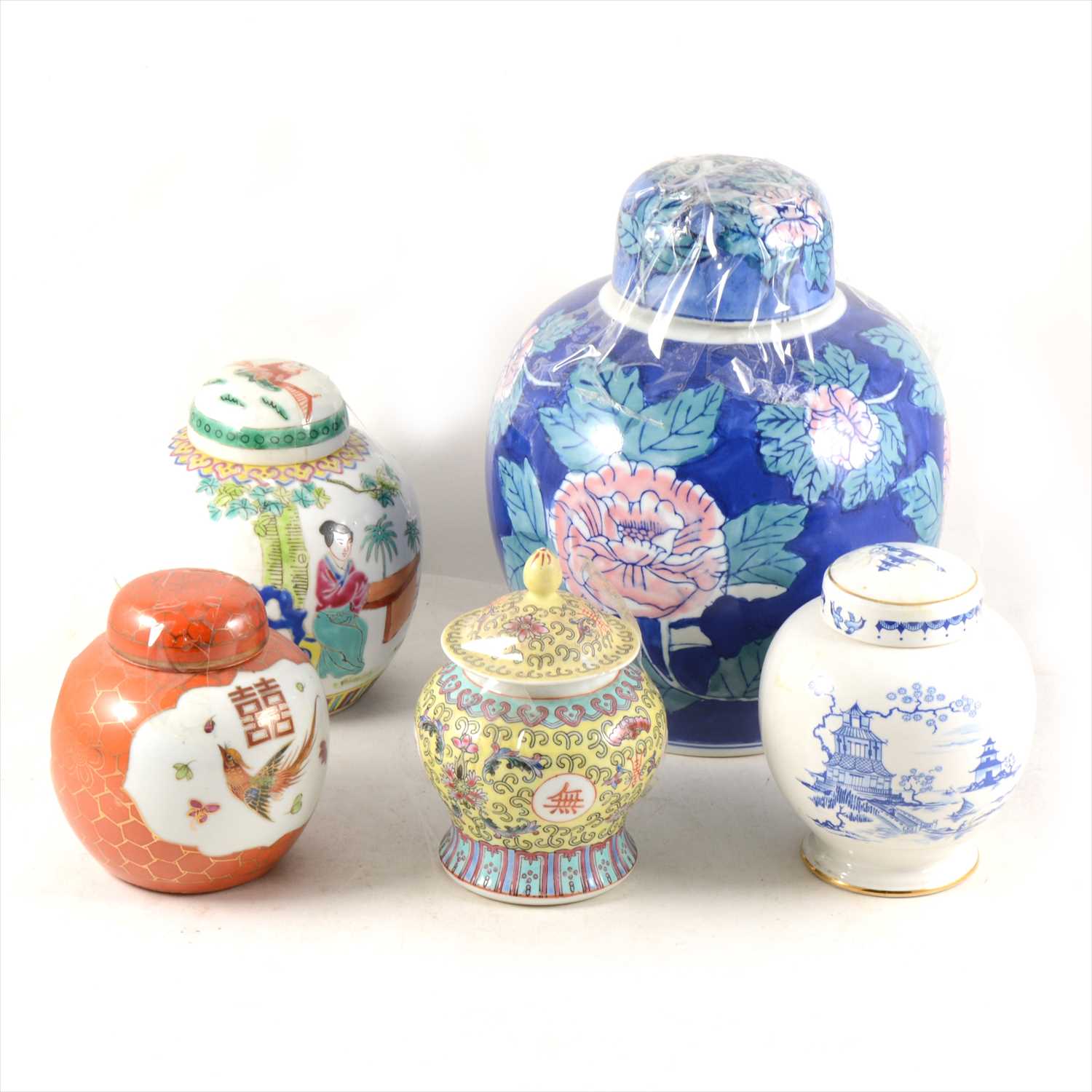 Lot 21 - A quantity of 20th Century Chinese export ginger jars and covers.