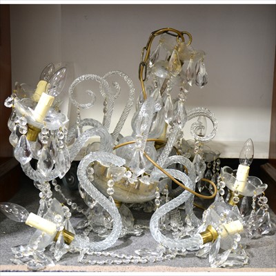 Lot 376 - Glass eight branch chandelier