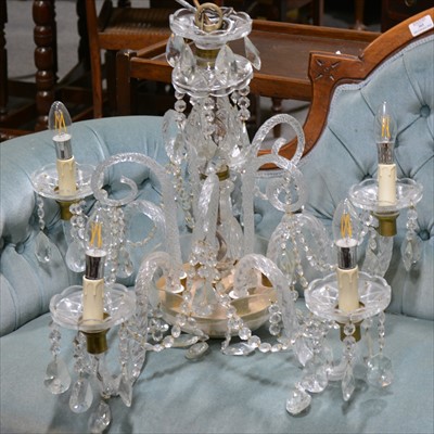 Lot 327A - Glass five branch chandelier