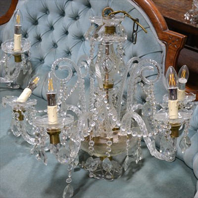 Lot 327 - Glass five branch chandelier