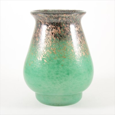Lot 147 - A glass vase with bronze aventurine flecks, by Monart.