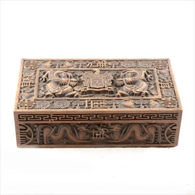 Lot 196 - A Far Eastern carved wood box, ...