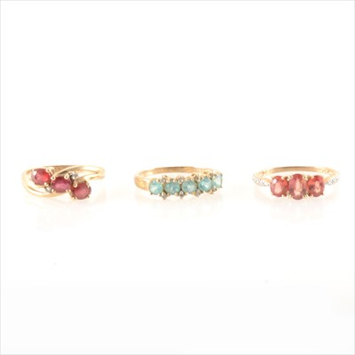 Lot 308 - Four coloured stone rings.