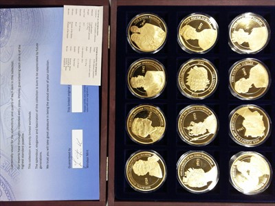 Lot 355 - A collection of mainly gold-plated coins.