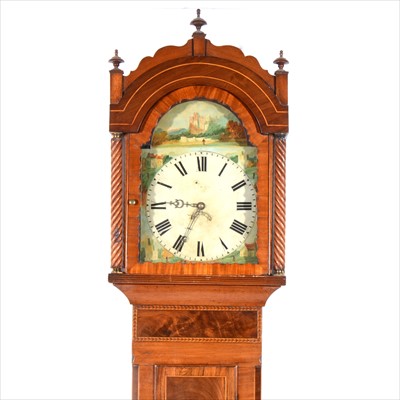 Lot 446 - An oak and mahogany longcase clock, faintly signed Josh Kern, Winset