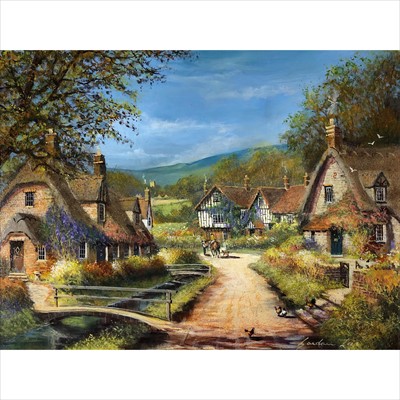 Lot 448 - Gordon Lees, A Cotswold Village, ...