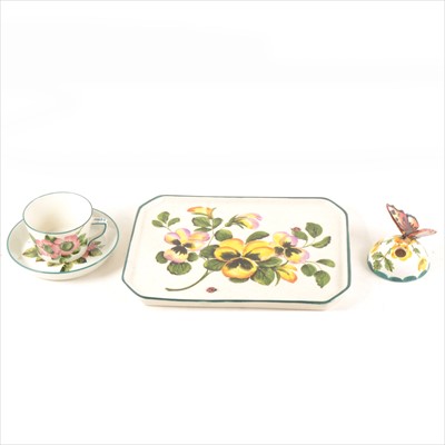 Lot 70 - A Wemyss Pottery tray, decorated with pansies, ....