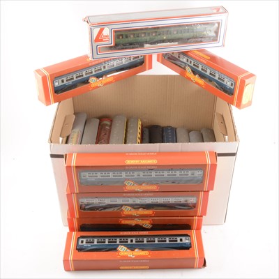 Lot 77 - Thirty-Two OO gauge model railway passenger coaches; a good selection including examples by Hornby.