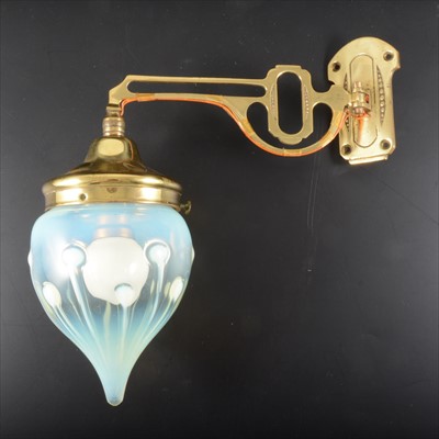 Lot 71 - An Arts and Crafts wall light with opalescent drop shade, circa 1900.