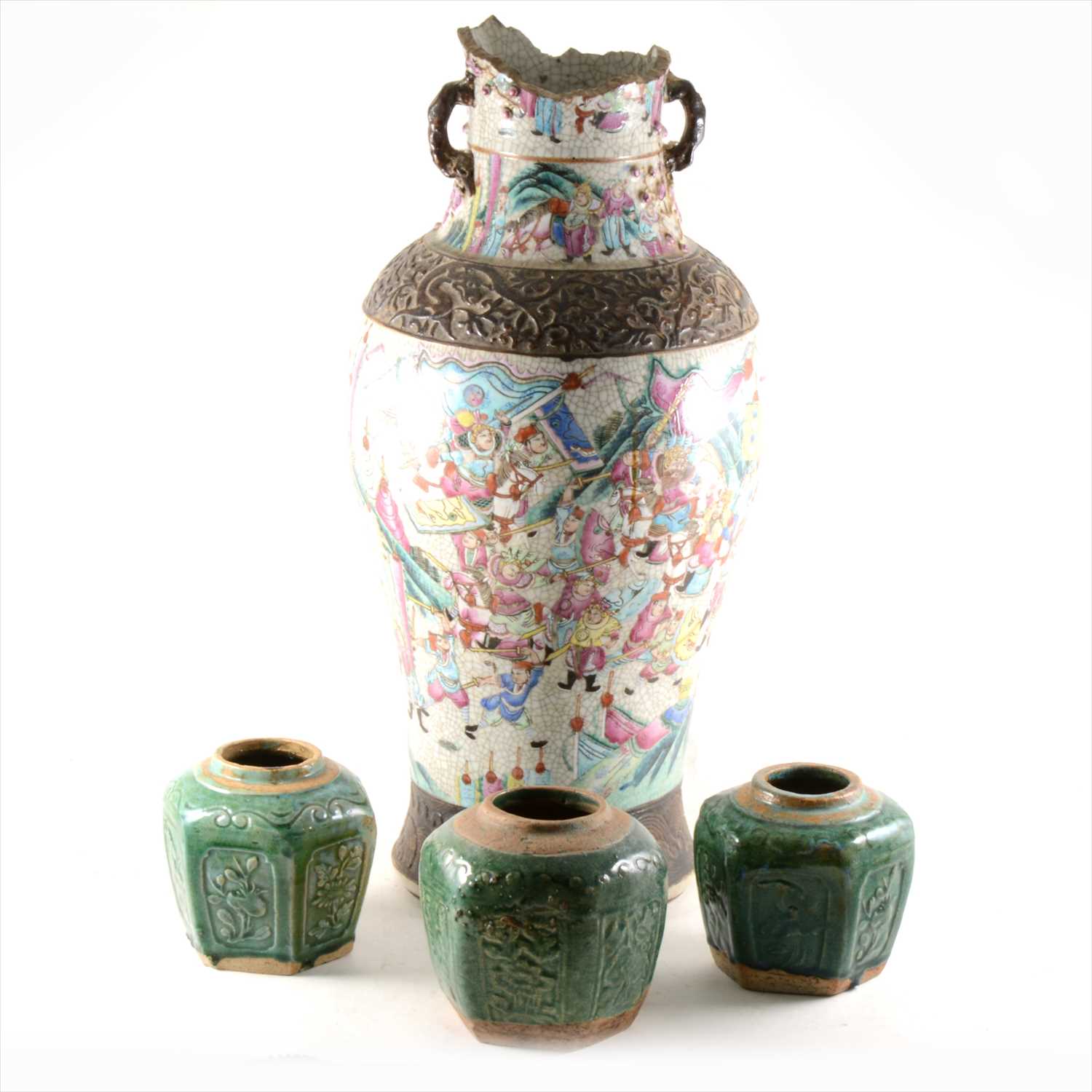 Lot 73 - A Chinese crackle glazed baluster-shape vase, ...