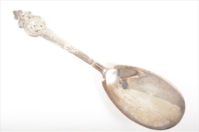 Lot 30 - A 'Medallion' pattern sterling silver serving spoon, by Gorham for Tiffany & Co