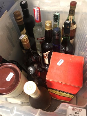 Lot 104 - Fourteen bottles of various spirits, including Vodka, Rum, etc