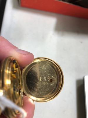 Lot 196 - An small 18 carat yellow gold open face fob watch.