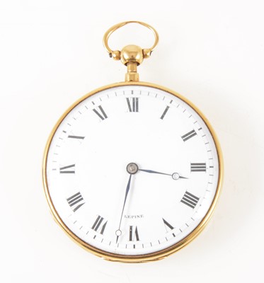 Lot 172 - Lepine - a quarter hour repeating open face pocket watch.