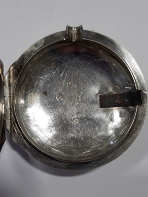 Lot 201 - A silver pair case pocket watch with coloured enamel dial.