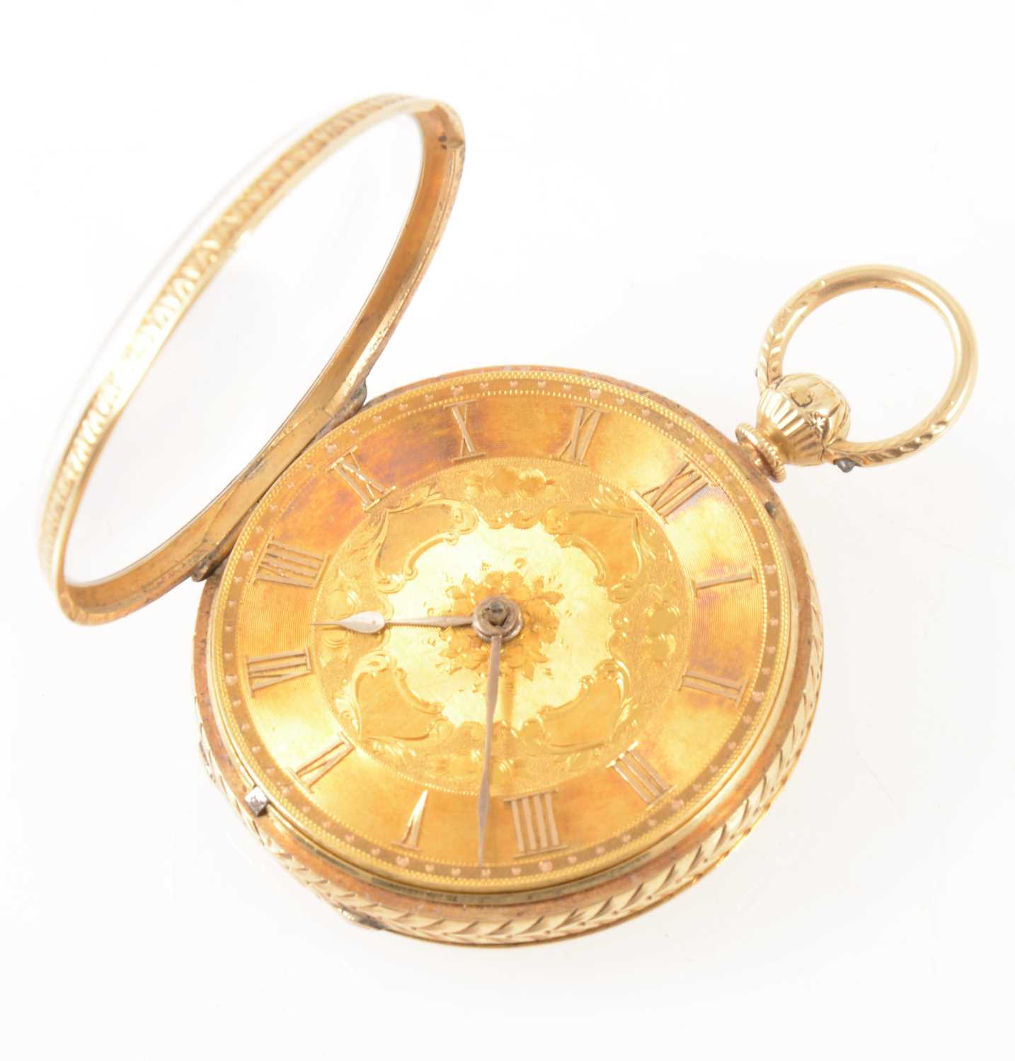 Lot 195 - An 18 carat yellow gold small open face pocket watch.