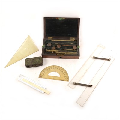 Lot 95 - Victorian white metal mounted shagreen etui instrument case, Thomas Search, of London; and other sets.