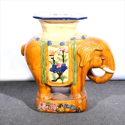 Lot 89 - A Chinese lead-glazed stoneware elephant garden seat, ...