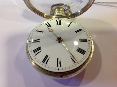 Lot 204 - A silver pair case pocket watch.