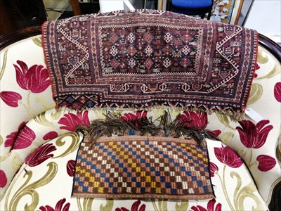 Lot 637 - An Afghan needlework bagface, ...